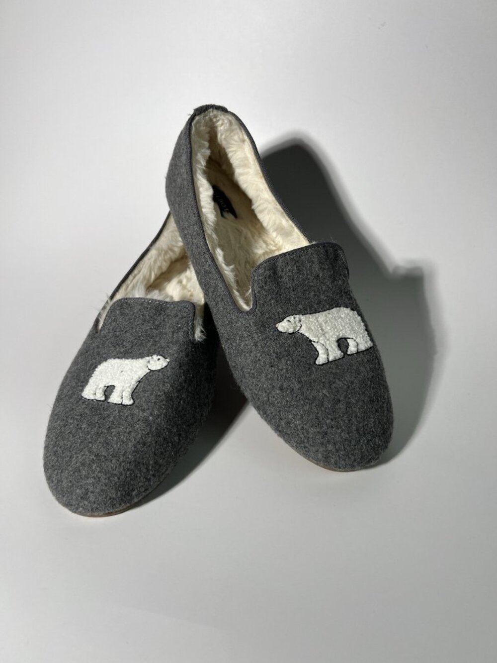 Talbots Fireside Polar Bear Slippers Gray Women’s Size 8M - Picture 8 of 14